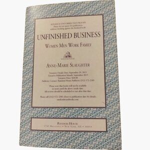 Unfinished Business Women Men Work Family Slaughter Paperback First Edition